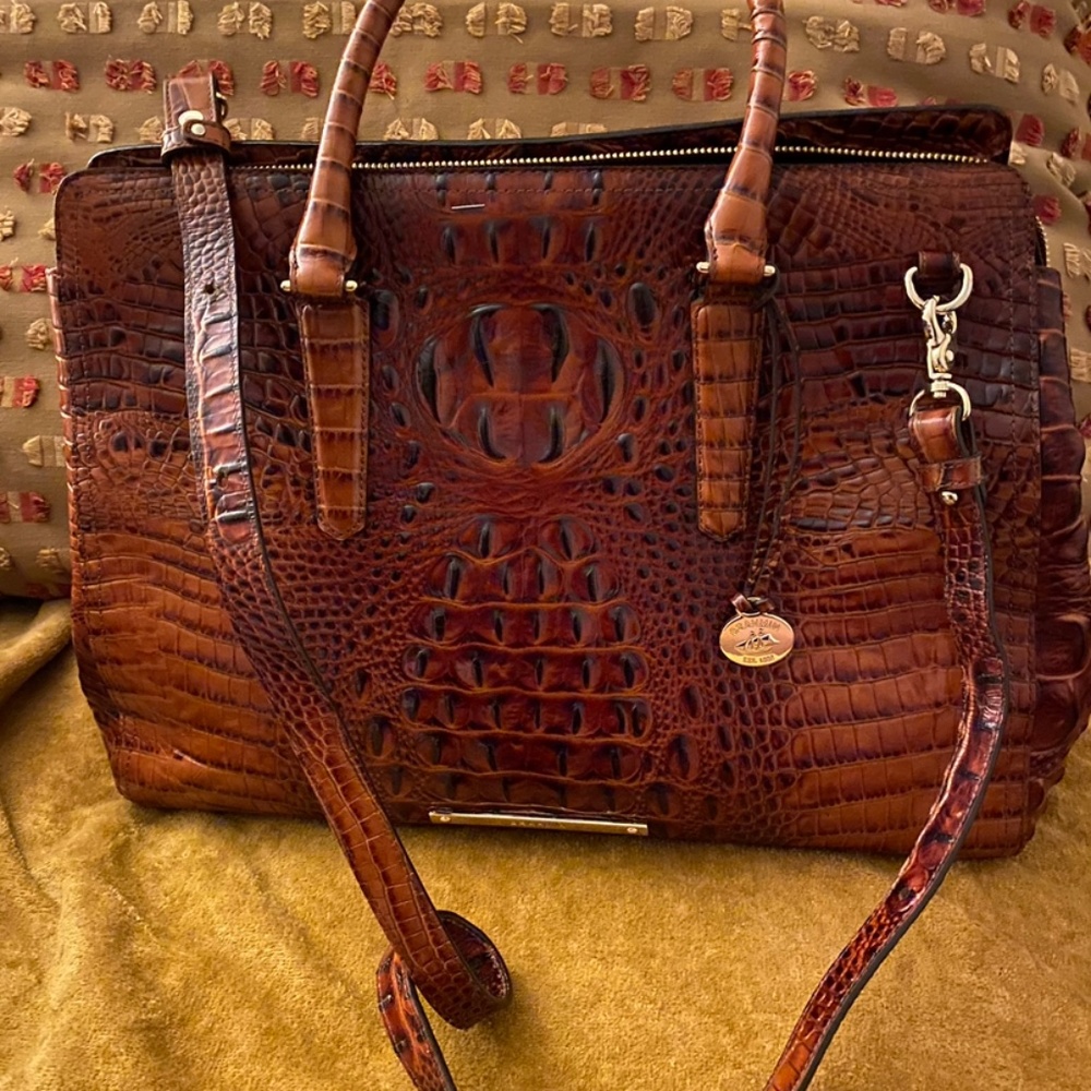 Brahmin Finley Carryall Pecan Leather handbag